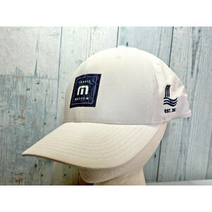 TravisMathew FlexFit 110 White Golf Hat Snapback Tech Cap OSFA